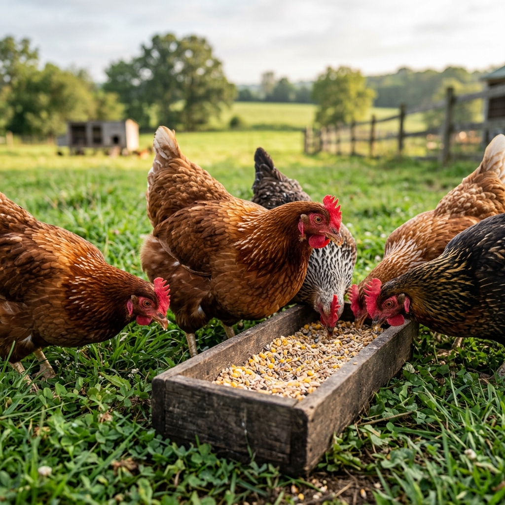 Free range farm hens